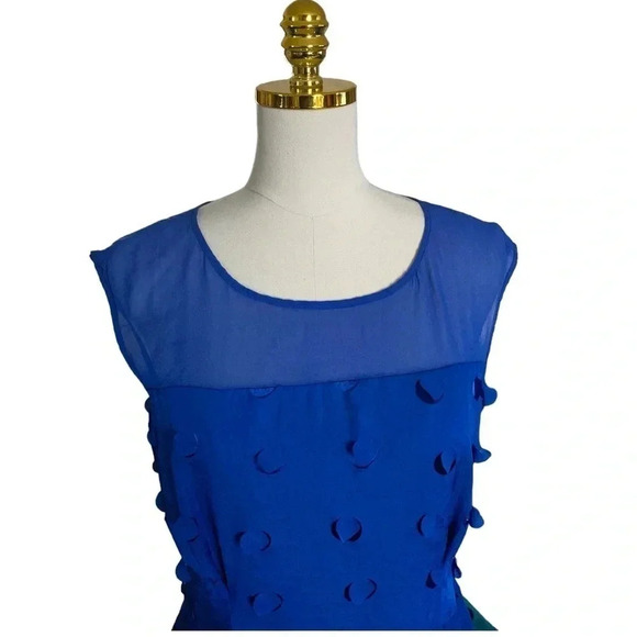 ANTONIO MELANI | Women Royal Blue Silk Nilda Fit&Flare Laser Cutout Dress Size 6 - Picture 5 of 11
